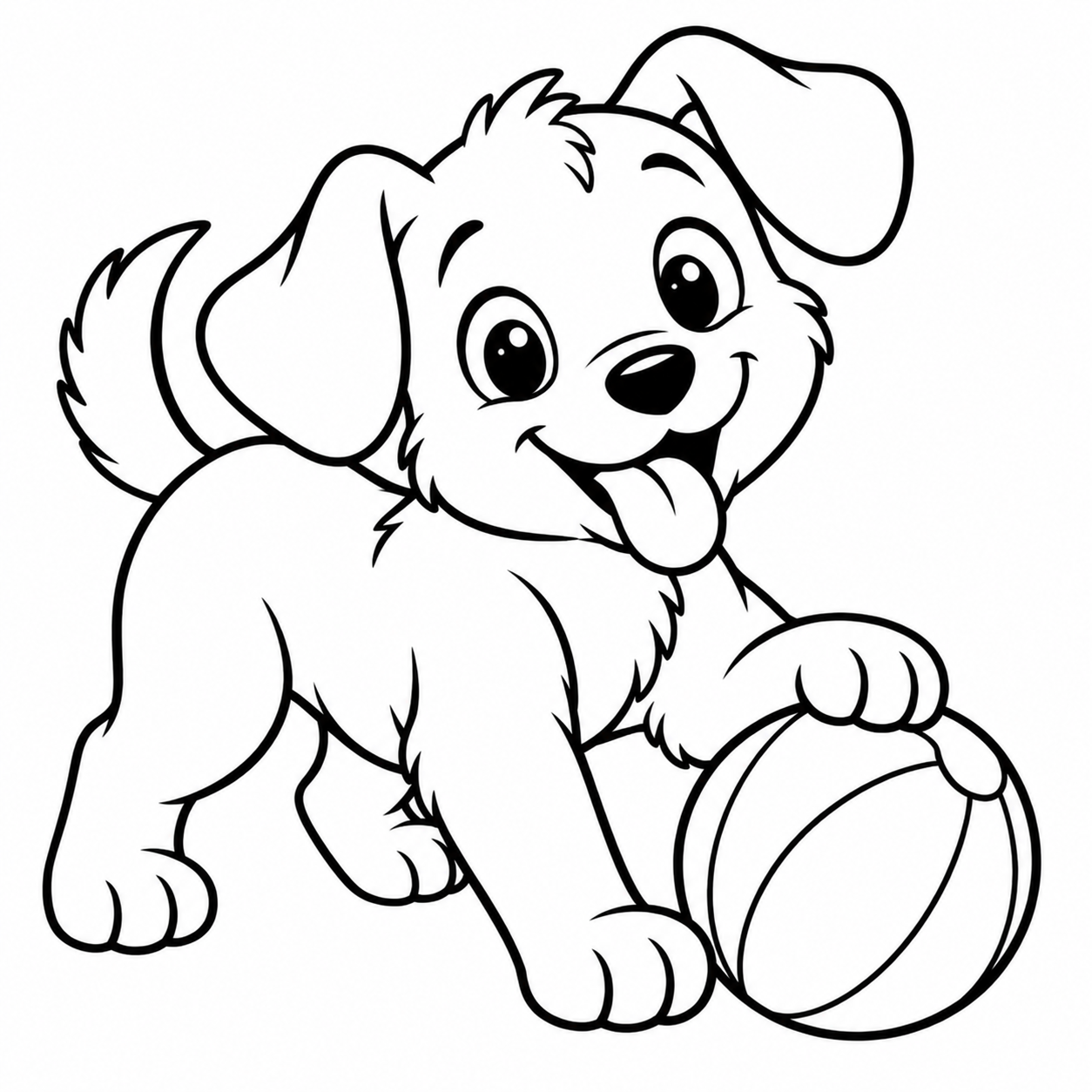 Puppy playtime blank coloring page