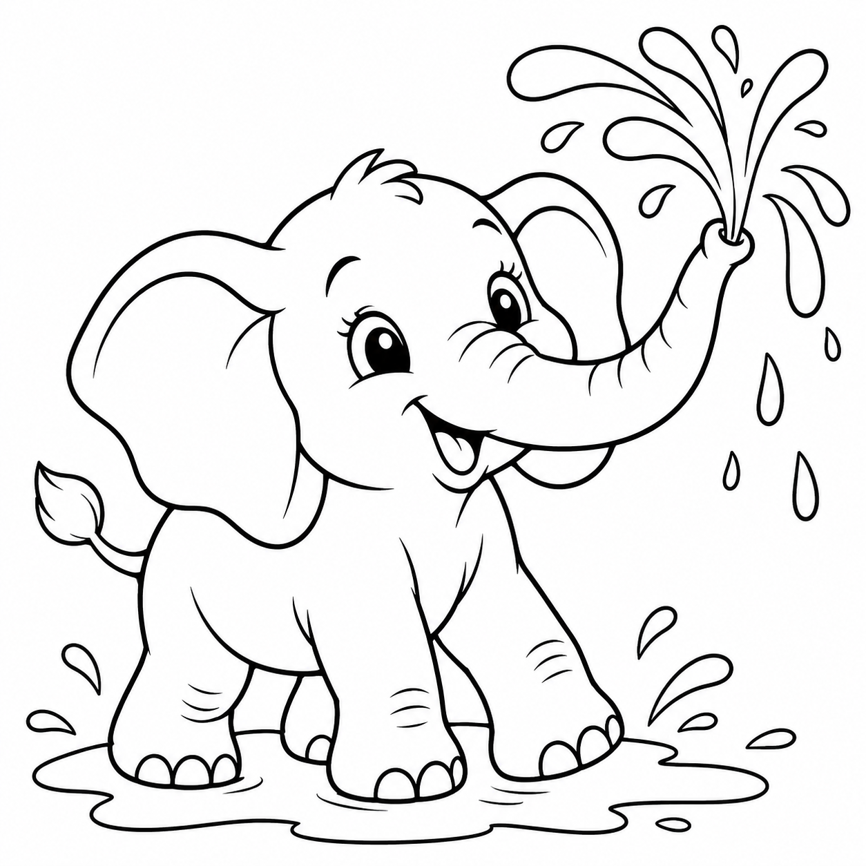 A little elephant blank coloring page