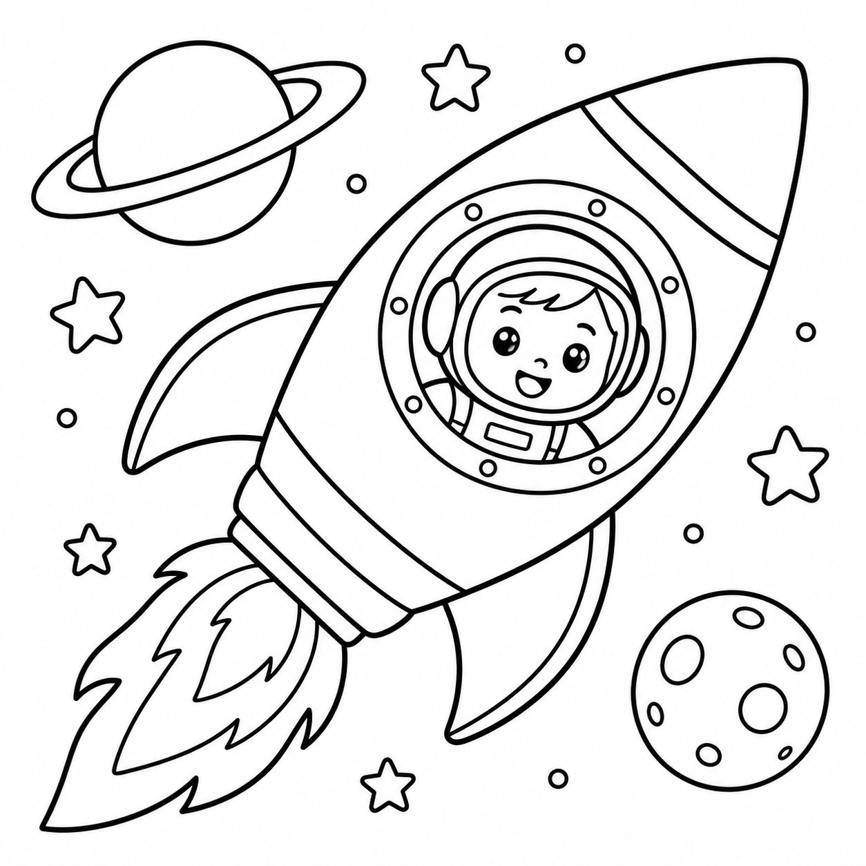 Off to the moon blank coloring page